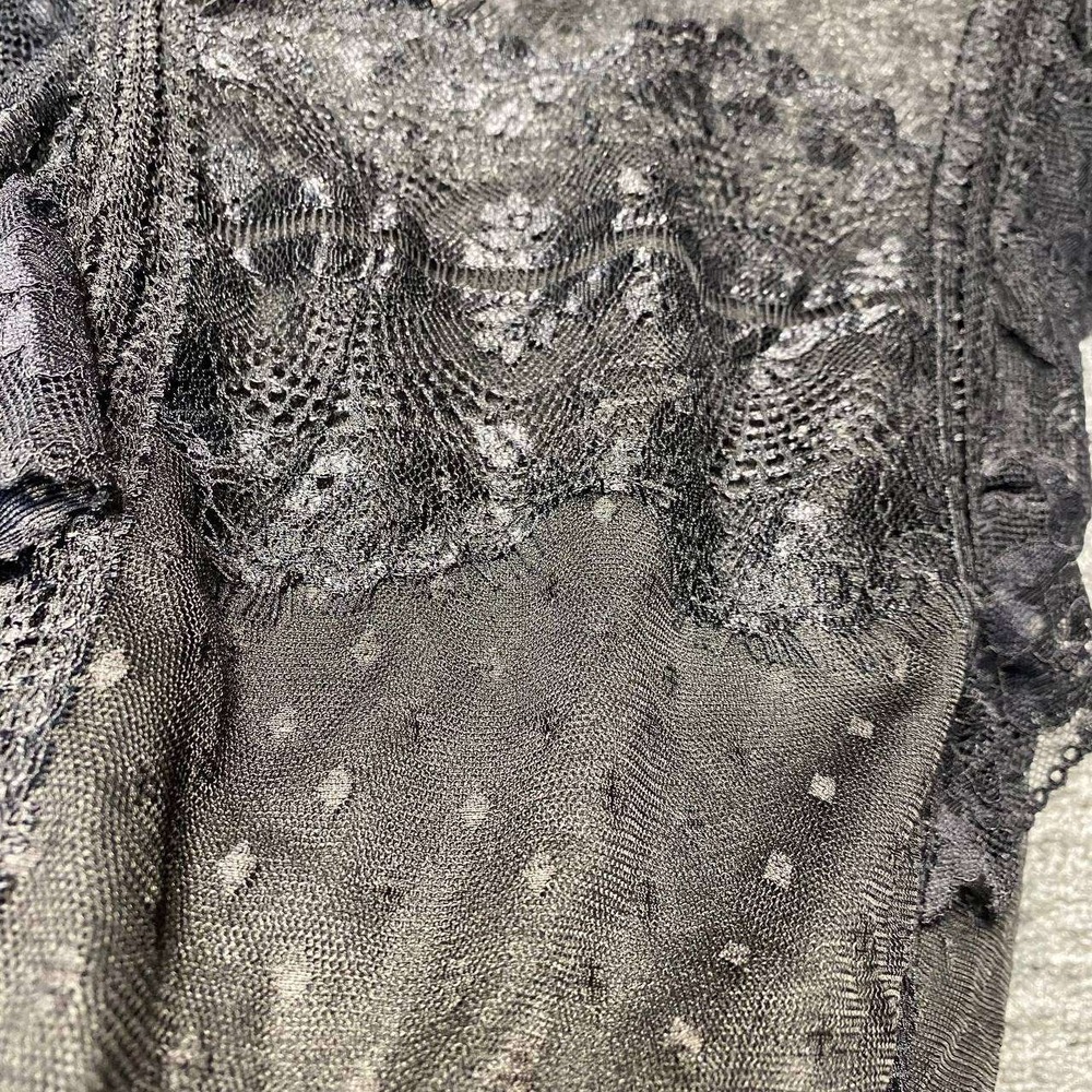 Mele E Pere Lace Peplum Top Womens Medium Black Sheer Mesh Ruffle Romantic Goth - Picture 5 of 8